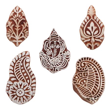 Set of 5 Piece New Mix Wooden Printing Blocks